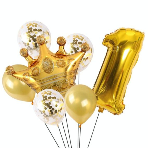 Set 2 Palloni Numero 1 Pellicola Alluminio Golden Crown 45 cm