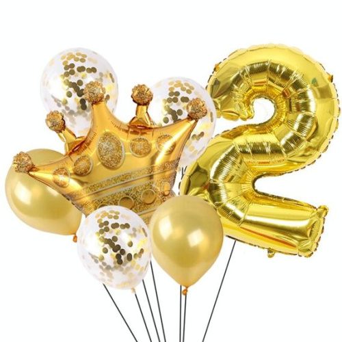 Set 2 Palloncini Numero 2 Pellicola Alluminio Golden Crown