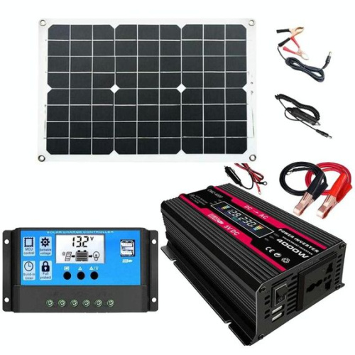 Inverter Zhi Zun 12V-220V Controller 30A Pannello Solare 18W 18V Nero