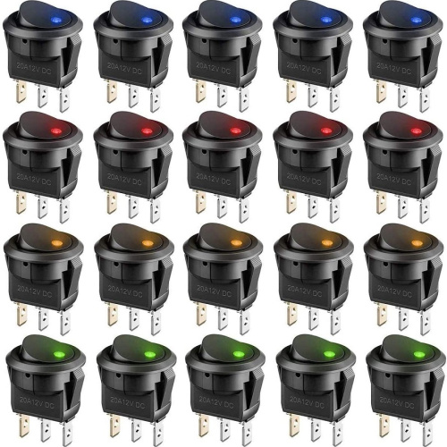 Interruttore a bilanciere luminoso Giallo/Verde/Rosso/Blu confezione 20 pezzi