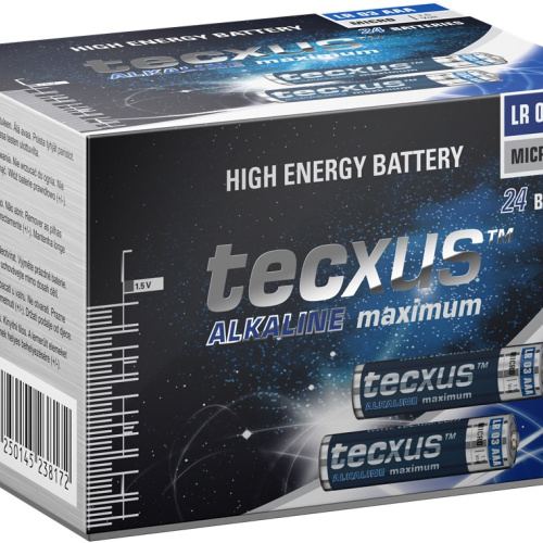 Batteria al manganese alcalino LR03/AAA (Micro) 1.5V confezione da 24  Tecxus
